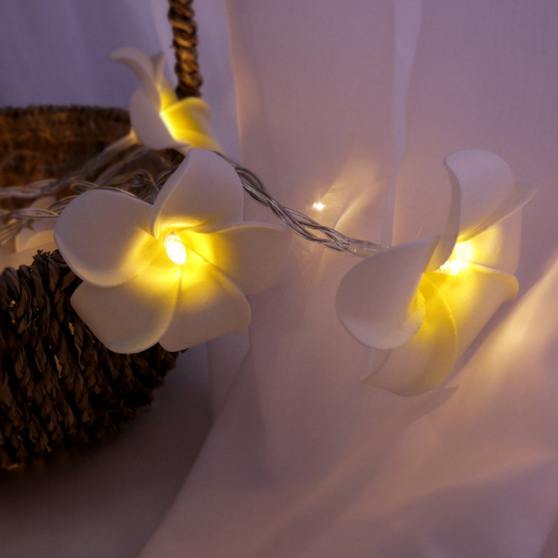 DIY Plumeria LED stringvalgusti aku, USB EU-pistik, toide Frangipani lilleline vanikuvalgusti pühadepeoks jõulupeo jaoks magamistoa kaunistus