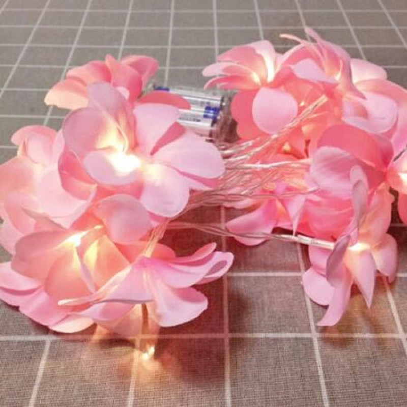 DIY Plumeria LED stringvalgusti aku, USB EU-pistik, toide Frangipani lilleline vanikuvalgusti pühadepeoks jõulupeo jaoks magamistoa kaunistus
