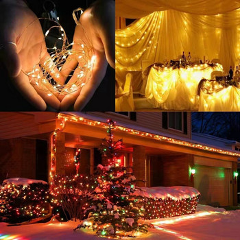 Водоустойчиви батерии Led String Lights Fairy Garland Коледна елха Декорации Външни водоустойчиви сватбени градински улични светлини