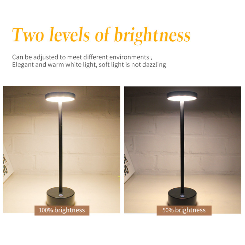 Lampă de birou, reîncărcabilă, rezistentă la apă, din aliaj, cu LED-uri, lampi de masă din metal, cu reglaj la atingere, pentru bar, sufragerie, lectură, camping