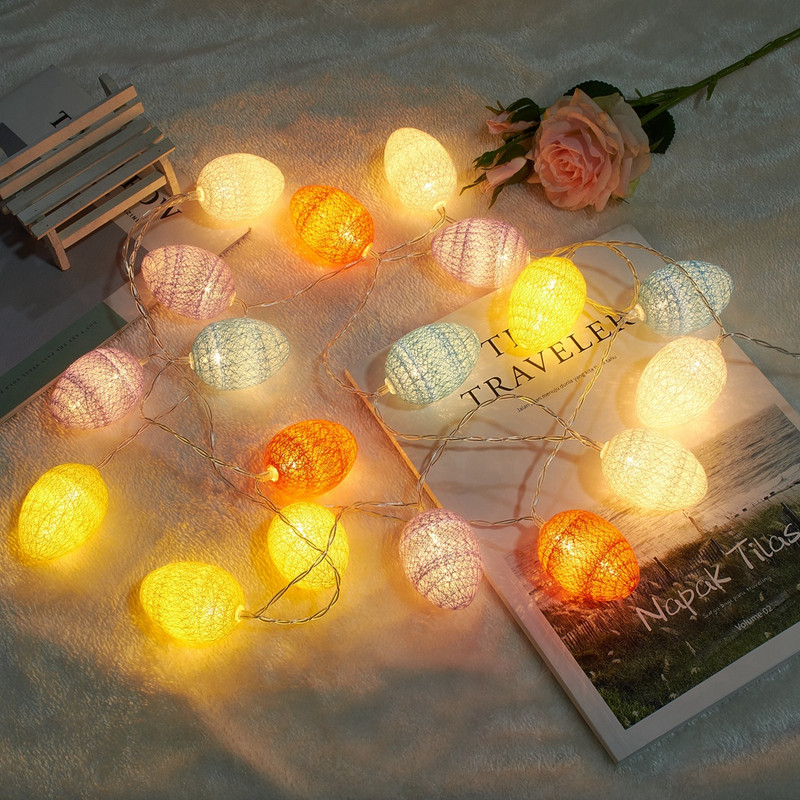 LED olu kokvilnas bumbiņu virtenes gaismas pasaku apgaismojums 2 režīmi dekors Ziemassvētku Lieldienu ballīte Mājas guļamistabas dekorēšanas lampa, izņemot akumulatoru