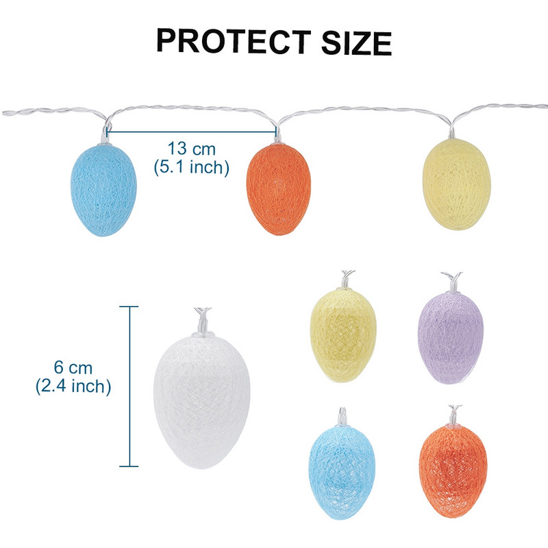 LED olu kokvilnas bumbiņu virtenes gaismas pasaku apgaismojums 2 režīmi dekors Ziemassvētku Lieldienu ballīte Mājas guļamistabas dekorēšanas lampa, izņemot akumulatoru