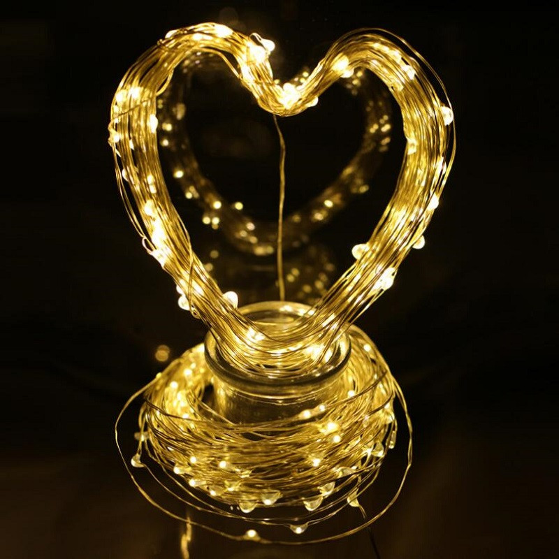 AA patareiga töötav 5M 10M 20M veekindel LED vasest stringvalgusti, 8 režiimi hõbedane traat kaugjuhtimispult Decor Xmas Fairy Garland