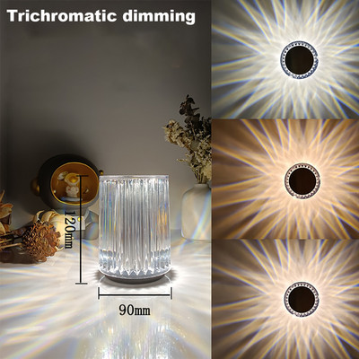 Crystal asztali lámpa újratölthető bárasztali lámpa 3/16 színű légköri lámpa hálószoba éjjeli lámpához Érintővezérlésű LED éjszakai lámpa