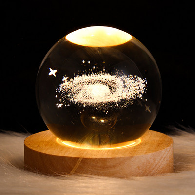Crystal Ball LED galda lampa USB barošanas 3D Moon Galaxy Decor Guļamistabas nakts gaismas viesistabai rakstāmgalda naktslampa Ziemassvētku dāvana