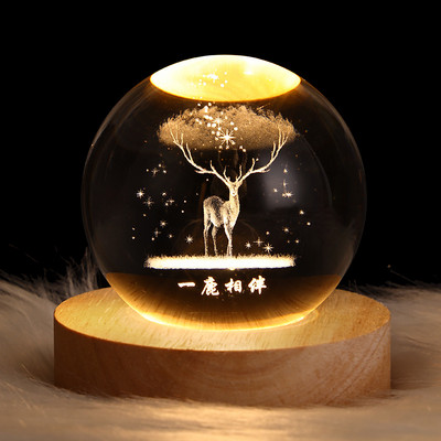 Crystal Ball LED galda lampa USB barošanas 3D Moon Galaxy Decor Guļamistabas nakts gaismas viesistabai rakstāmgalda naktslampa Ziemassvētku dāvana
