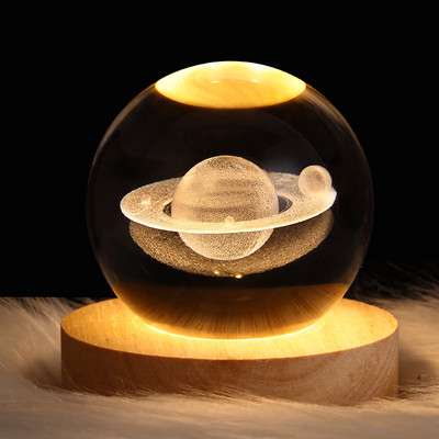 Crystal Ball LED galda lampa USB barošanas 3D Moon Galaxy Decor Guļamistabas nakts gaismas viesistabai rakstāmgalda naktslampa Ziemassvētku dāvana