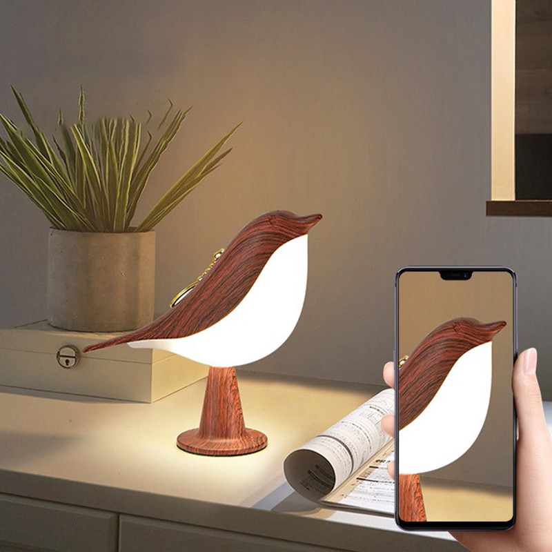 Lumină de noapte pentru păsări, cu control tactil, pentru dormitor, pentru noptieră, lampă de masă, reîncărcabilă, lampă cu aromă magpie, cu LED, în trei culori