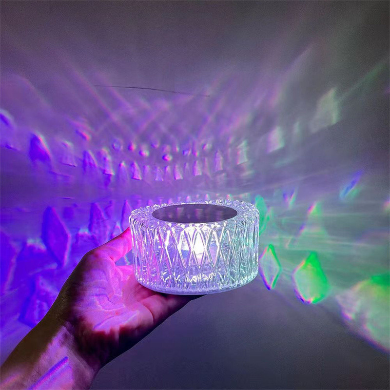 Lampă de masă LED cu cristal, 3/16 de culori, lumină pentru cuib de păsări, lumină de atmosferă de proiecție romantică, USB, lumină de noapte pentru dormitor