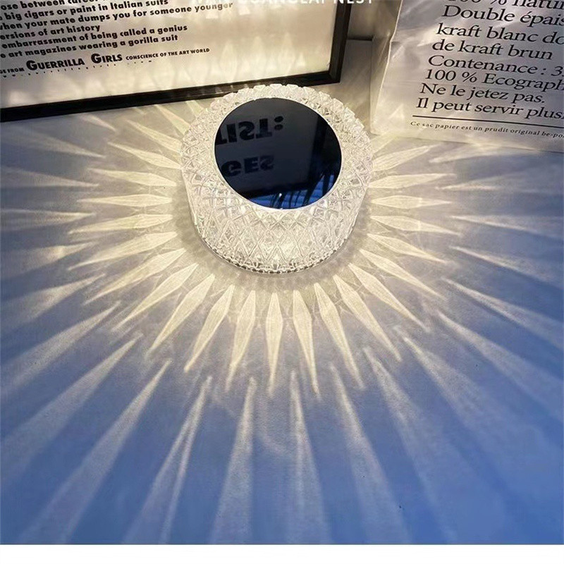 Lampă de masă LED cu cristal, 3/16 de culori, lumină pentru cuib de păsări, lumină de atmosferă de proiecție romantică, USB, lumină de noapte pentru dormitor