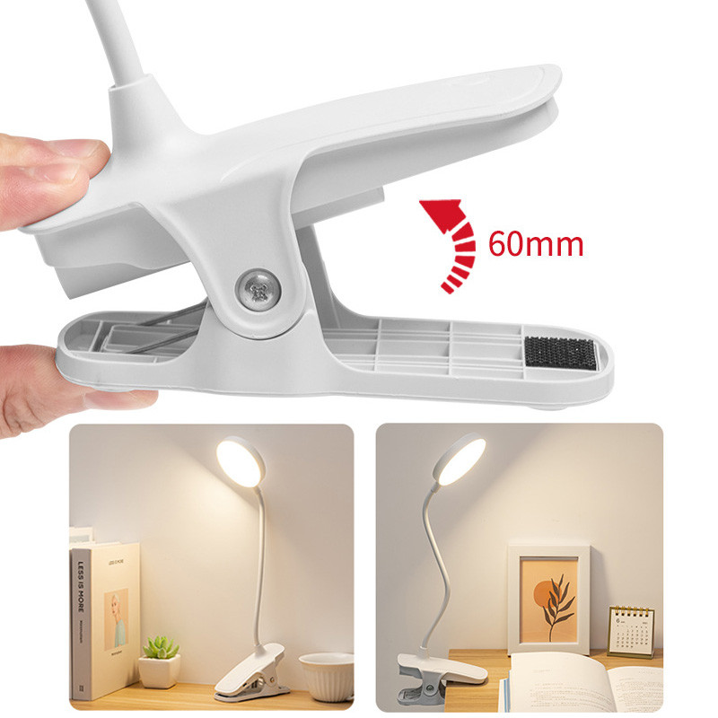 Lampă de masă cu clemă flexibilă, reîncărcabilă prin usb, 3 culori, reglare la atingere, carte de lectură, lumină de noapte, lampă de birou cu LED pentru studiu, muncă de birou