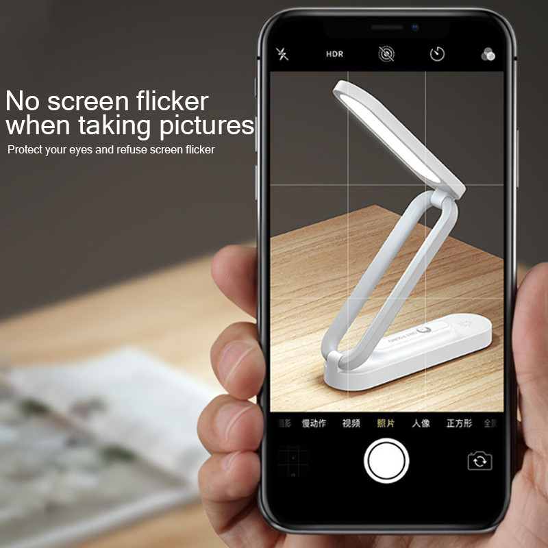 Összecsukható LED-es asztali lámpa Olvasószem védelem 3 fokozatú tompított világítás Asztali lámpák Éjjeli nappali Hálószoba Töltés Éjszakai lámpa