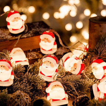 Коледна украса LED светлинна нишка Снежинка Снежен човек Дядо Коледа Коледна елха Нишка Светлина Коледно дърво Орнамент за дома