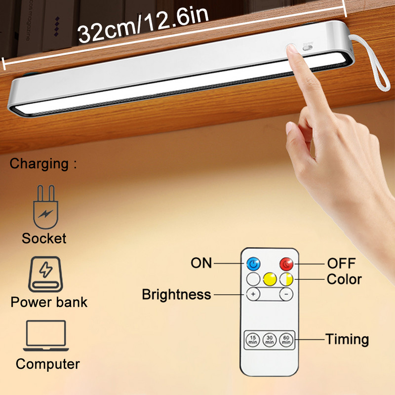 Asztali lámpa USB újratölthető asztali lámpa USB LED asztali lámpák hordozható fényerősség függő mágneses hálószoba éjszakai lámpa olvasó világítás