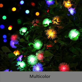 Solar LED Fairy Lights Strings Dandelion Waterproof Furry Lamp 5M 7M 10M for Christmas Wedding Party Garden Decor outdoor