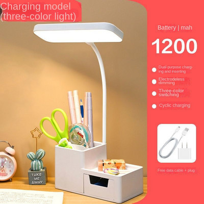 Asztali lámpa ajándék tolltartó Szemkörnyékápoló újratölthető LED éjszakai lámpa Hálószoba Éjjeli olvasólámpa tároló Fiók asztali lámpa