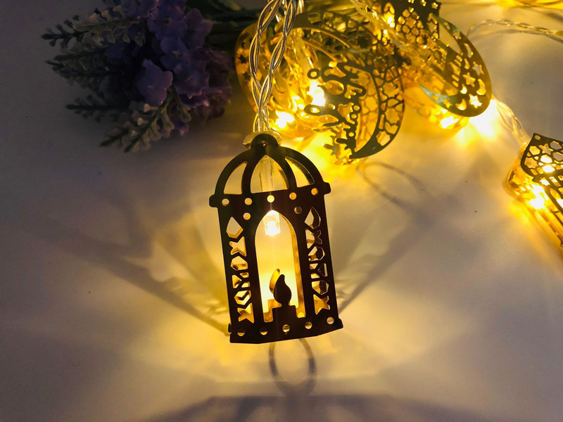 Ramadāna dekorācijas Moon Star10 LED gaismas stīgu EID Mubaraka dekors mājas musulmaņu pasākumu ballītēm Eid Al-Fitr dekors