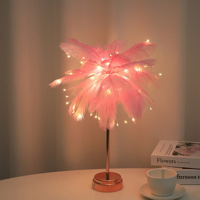 Led нощна лампа Направи си сам креативни настолни лампи от пера Спалня Сватбена декорация Нощни светлини Подарък за рожден ден USB/AA Батерия Захранване