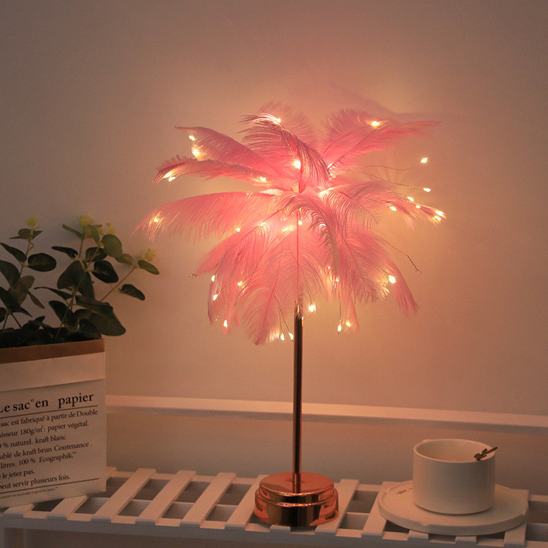 Led нощна лампа Направи си сам креативни настолни лампи от пера Спалня Сватбена декорация Нощни светлини Подарък за рожден ден USB/AA Батерия Захранване