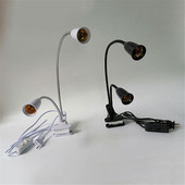 Melns, balts 360 ° Elastīgs 2 gaismas skavas galda lampas, piespraužamas uz galda/galda/gulta/klavierēm/galvgaļa/augu/ziedu audzēšanas gaisma