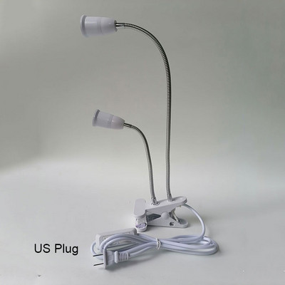 Melns, balts 360 ° Elastīgs 2 gaismas skavas galda lampas, piespraužamas uz galda/galda/gulta/klavierēm/galvgaļa/augu/ziedu audzēšanas gaisma