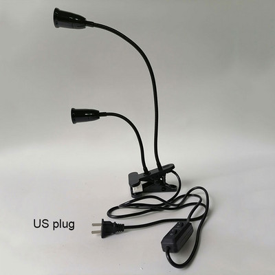 Melns, balts 360 ° Elastīgs 2 gaismas skavas galda lampas, piespraužamas uz galda/galda/gulta/klavierēm/galvgaļa/augu/ziedu audzēšanas gaisma