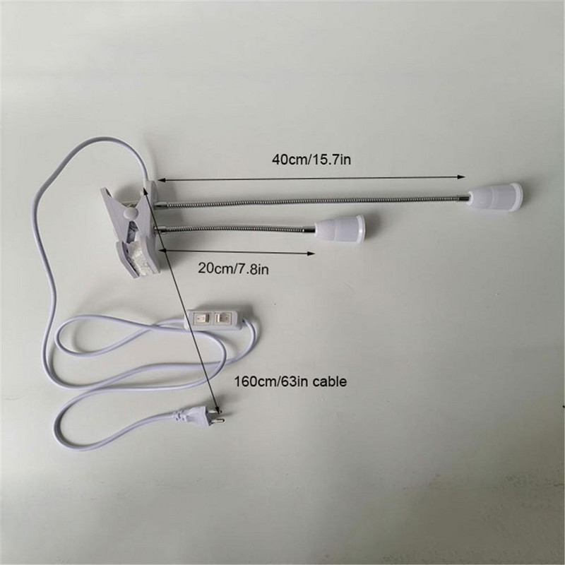 Melns, balts 360 ° Elastīgs 2 gaismas skavas galda lampas, piespraužamas uz galda/galda/gulta/klavierēm/galvgaļa/augu/ziedu audzēšanas gaisma