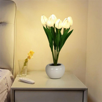 Лалета LED нощна лампа Настолна лампа Изкуствени цветя Спалня Нощно шкафче Сватбена настолна лампа Декоративна атмосфера Нощна лампа