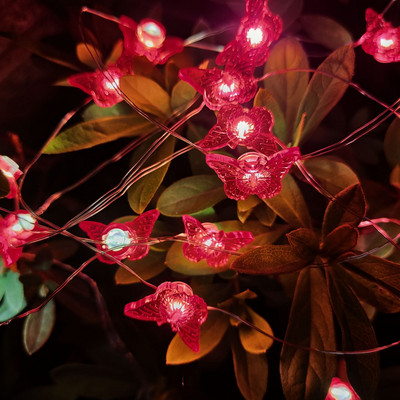 Pillangótündér LED-es rézhuzalos lámpák ünnepi esküvői dekorációs lámpa karácsonyi füzér kültéri kerti parti lakberendezés