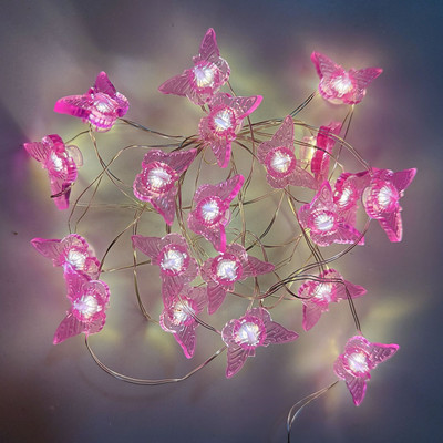 Pillangótündér LED-es rézhuzalos lámpák ünnepi esküvői dekorációs lámpa karácsonyi füzér kültéri kerti parti lakberendezés