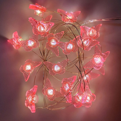 Pillangótündér LED-es rézhuzalos lámpák ünnepi esküvői dekorációs lámpa karácsonyi füzér kültéri kerti parti lakberendezés