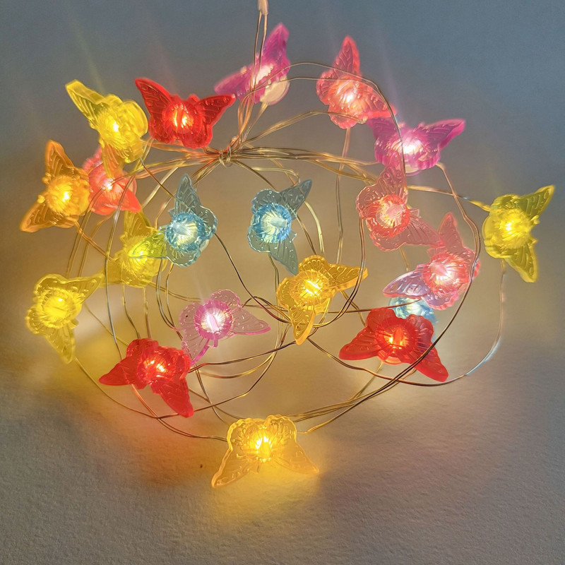 Pillangótündér LED-es rézhuzalos lámpák ünnepi esküvői dekorációs lámpa karácsonyi füzér kültéri kerti parti lakberendezés