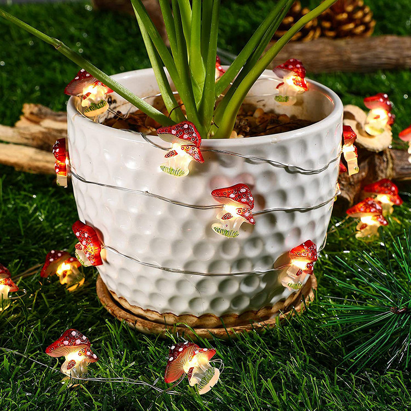 Lumini pentru decor cu ciuperci, 20/30 LED Lumini pentru ciuperci Lumini de Crăciun alimentate cu baterii Lumini pentru ciuperci pentru decorarea interioară