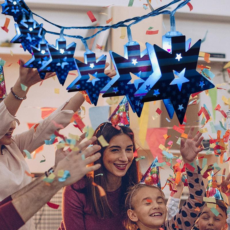 Lumini patriotice cu drapel american, LED rezistent la apă, peisaj, șir de lumină pentru 4 iulie, Ziua Independenței, Ziua Memorială