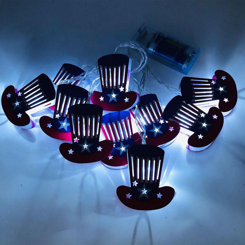 Lumini patriotice cu drapel american, LED rezistent la apă, peisaj, șir de lumină pentru 4 iulie, Ziua Independenței, Ziua Memorială