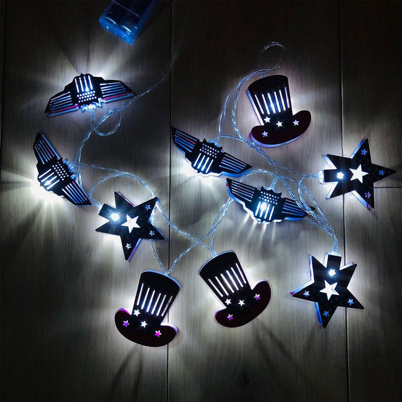 Lumini patriotice cu drapel american, LED rezistent la apă, peisaj, șir de lumină pentru 4 iulie, Ziua Independenței, Ziua Memorială