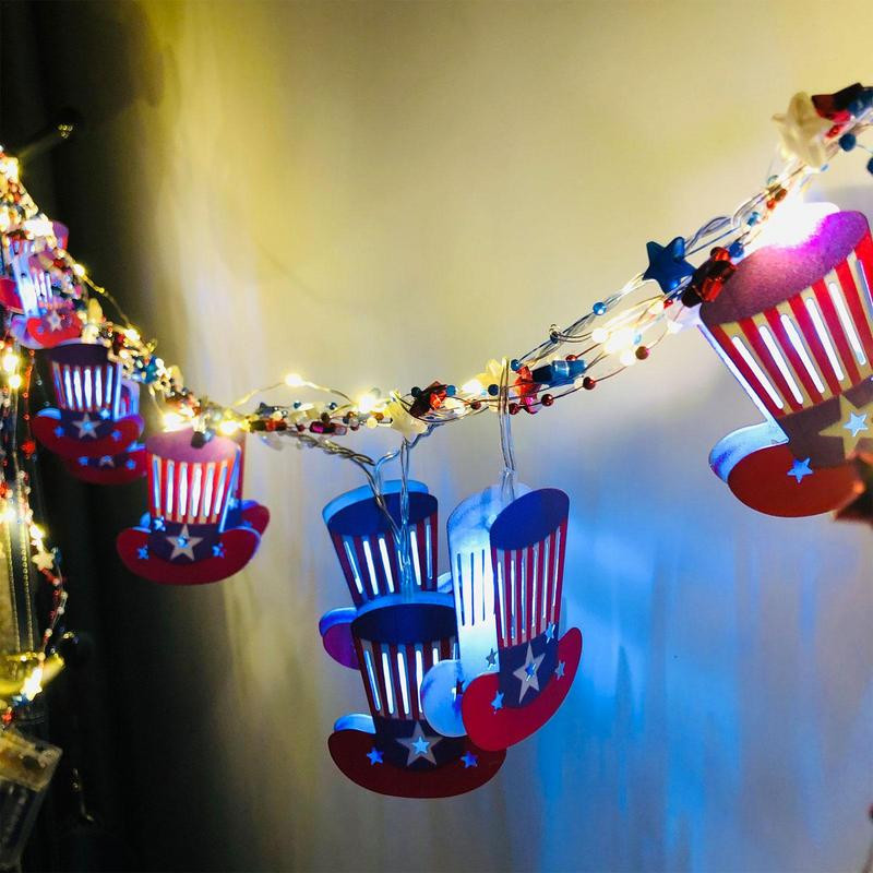 Lumini patriotice cu drapel american, LED rezistent la apă, peisaj, șir de lumină pentru 4 iulie, Ziua Independenței, Ziua Memorială