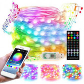 USB Ziemassvētku eglītes LED gaismas stīgas ar Smart Bluetooth App tālvadības pulti Ziemassvētku mājas dekors Fairy Lights Garland