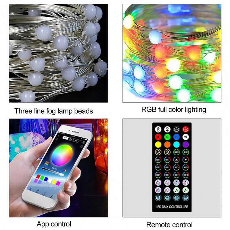 USB Ziemassvētku eglītes LED gaismas stīgas ar Smart Bluetooth App tālvadības pulti Ziemassvētku mājas dekors Fairy Lights Garland