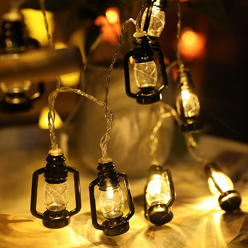 Светлини с фенери, 1,5/3M мини керосинови светлини с ретро струнни лампи, работещи на батерии, LED приказни струнни светлини