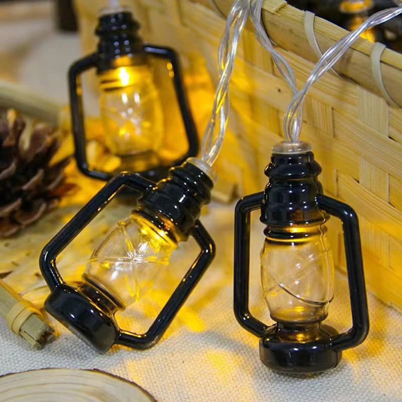 Lampášové reťazové svetielka, 1,5/3M mini petrolejové reťazové svetielka, vintage reťazová lampa, batériové LED reťazové svetielka, rozprávkové reťazové svetielka