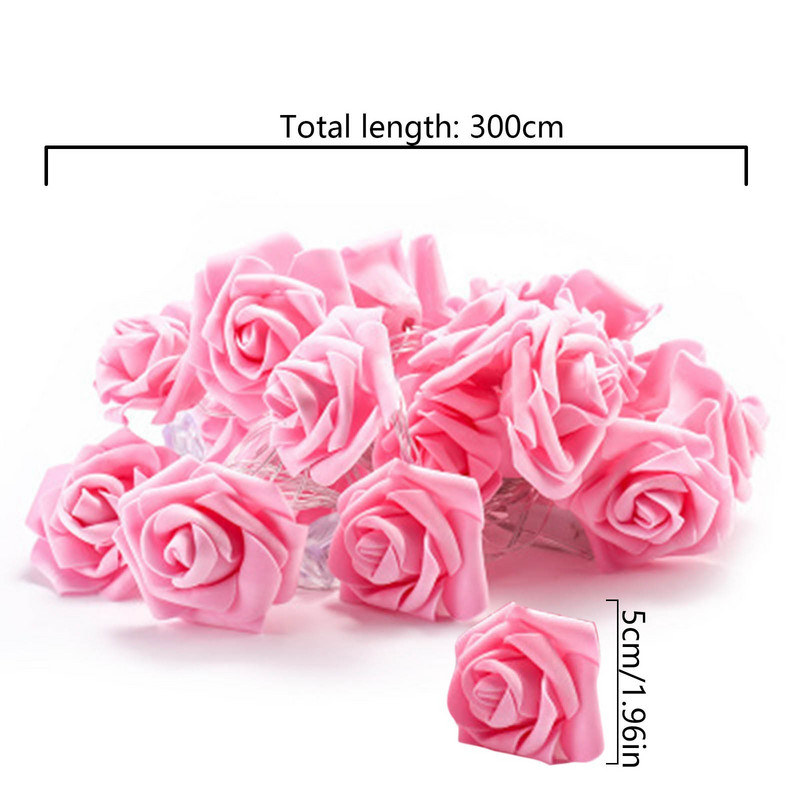 20 led simulācijas rožu ziedu gaismas stīgas, dekoratīvas gaismas diodes gaismas virknes āra lampas vītnes gaisma Jaungada kāzu ballītei