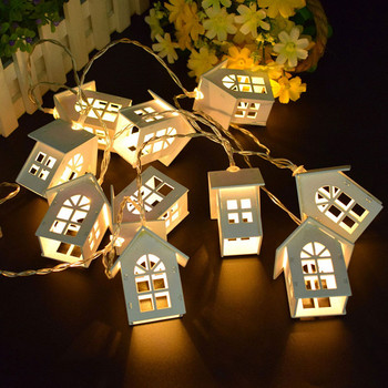 2M Wood House LED String Light Fairy Garland USB/Festoon, работещ с батерии за Коледа, сватбено тържество Лампи за декорация на маса за спалня