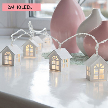 2M Wood House LED String Light Fairy Garland USB/Festoon, работещ с батерии за Коледа, сватбено тържество Лампи за декорация на маса за спалня