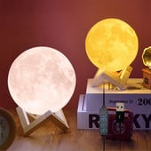 3D Moon Night Light Lampă înstelată Copii Drăguț Dormitor Decor LED Night Lights Copii Cadouri USB Plug Lampă de noptieră 12cm/15cm
