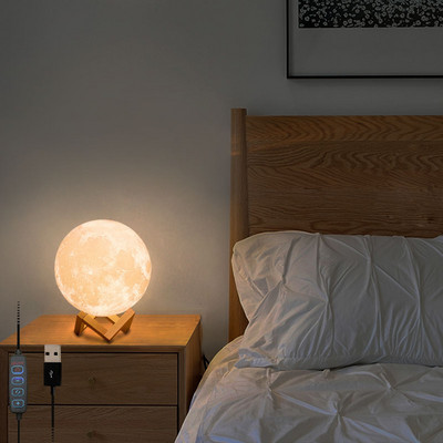 3D Moon Night Light Lampă înstelată Copii Drăguț Dormitor Decor LED Night Lights Copii Cadouri USB Plug Lampă de noptieră 12cm/15cm