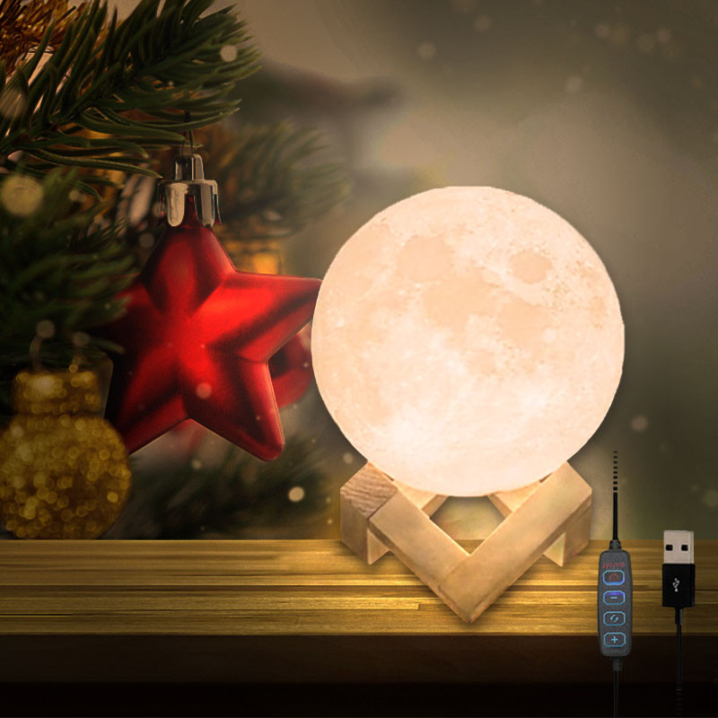 3D Moon Night Light Lampă înstelată Copii Drăguț Dormitor Decor LED Night Lights Copii Cadouri USB Plug Lampă de noptieră 12cm/15cm