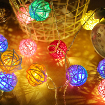 Ратанова топка Малка лампа Декоративно осветление Струнна лампа Цветна атмосфера Лампа Стая Спалня Звездна лампа.