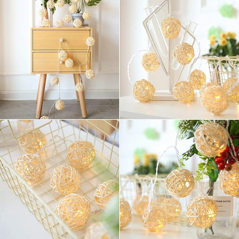 Rattan Ball Lampă Mică Iluminat Decorativ String Lamp Culoare Atmosferă Lampă Cameră Dormitor Star Lampă.