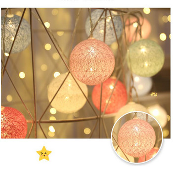 Гирлянди от памучни топки 10/20LED Коледна фея Осветителни струни за ваканционно сватбено тържество на открито Светлина за домашен декор